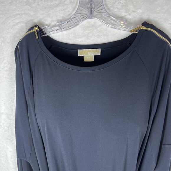 Michael Kors Women's Navy Blue Gold Zippered Scoop Neck Dress Sz XXL Plus 2XL - Picture 3 of 16
